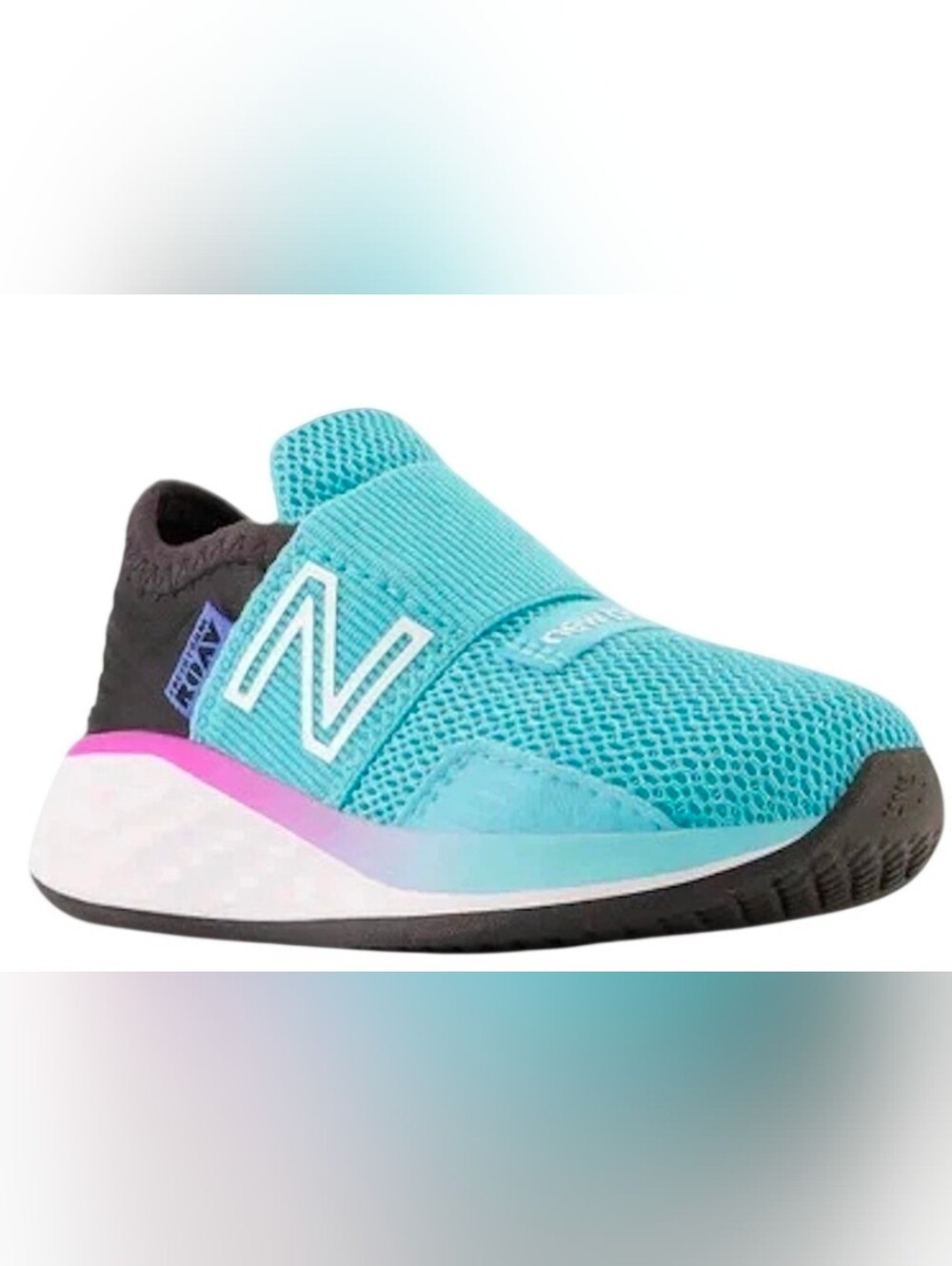 New Balance Kid's Size 2 Fresh Foam Roav Slip-on Mesh Running Shoes Blue Pink